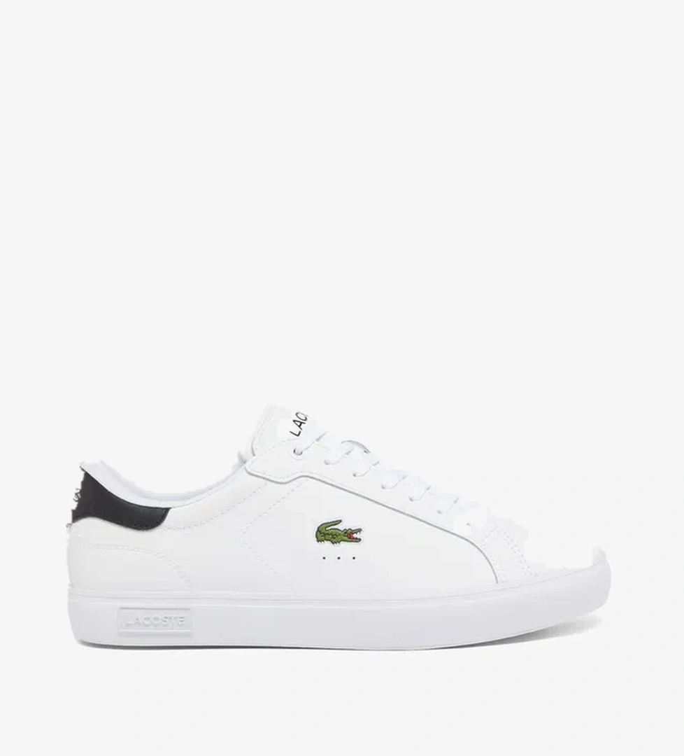 Lacoste Powercourt Leather Erkek Siyah Detaylı Beyaz Sneaker