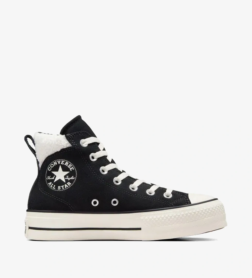 Converse Chuck Taylor All Star Puff Lift Unisex Siyah Deri Platform Sneaker - Görsel 1
