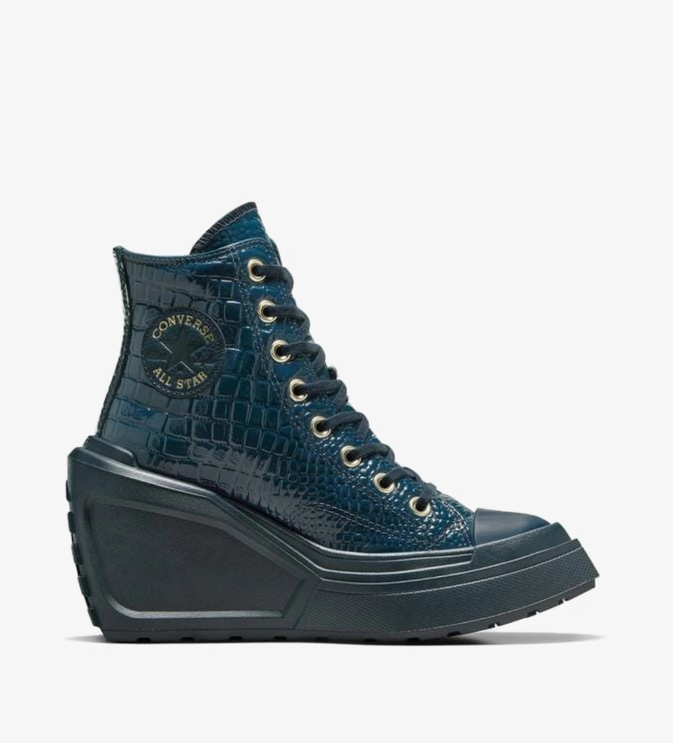 Converse Chuck 70 De Luxe Wedge Unisex Lacivert Deri Platform Sneaker - Görsel 1