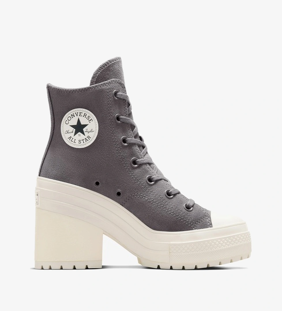 Converse Chuck 70 De Luxe Heel Unisex Gri Deri Platform Sneaker