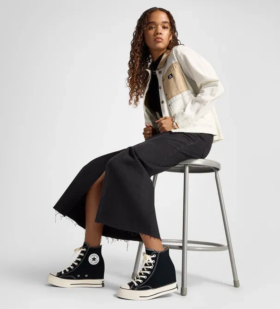 Converse Chuck 70 Wedge Unisex Siyah Platform Sneaker - Görsel 1
