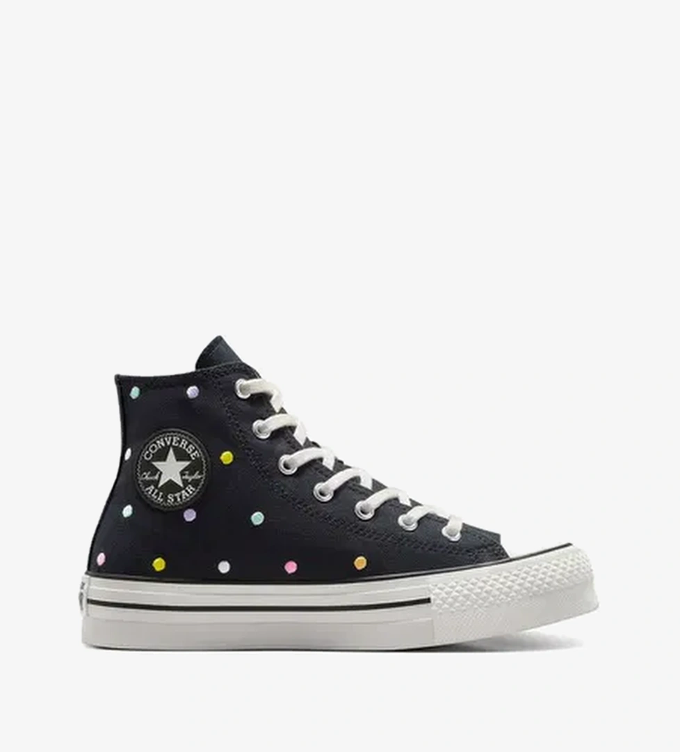 Converse Chuck Taylor All Star EVA Lift Polka Dots Çocuk Siyah Platform Sneaker