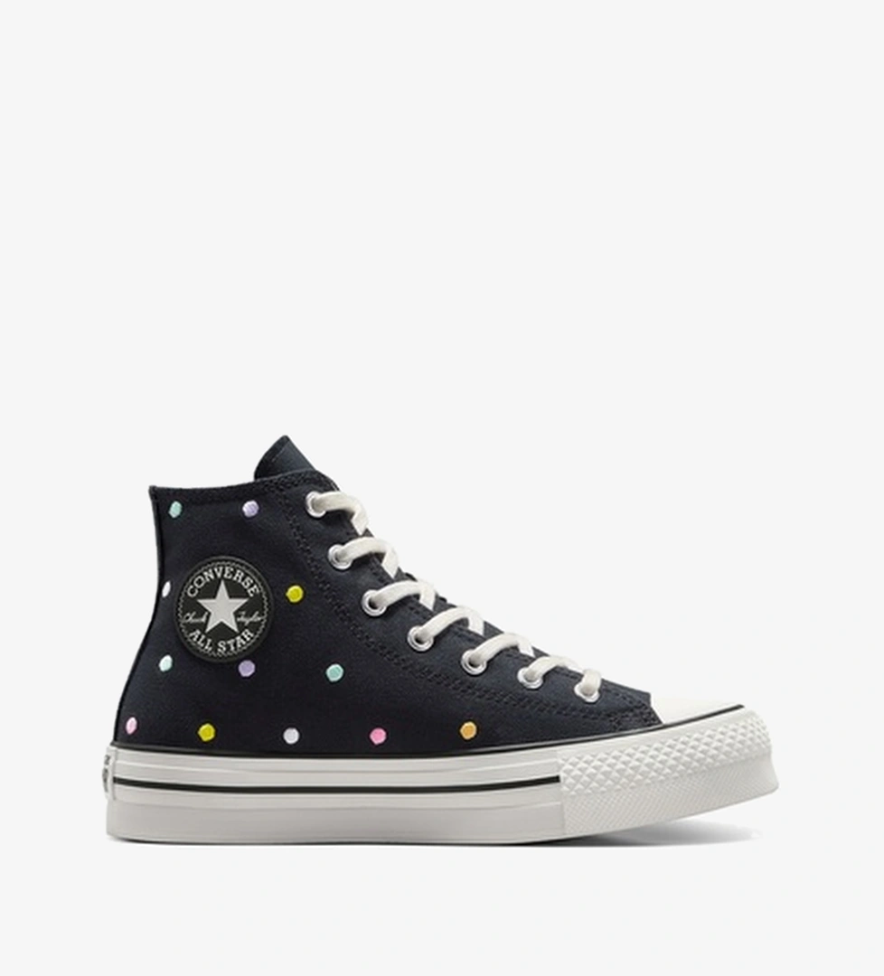 Converse Chuck Taylor All Star EVA Lift Polka Dots Çocuk Siyah Platform Sneaker