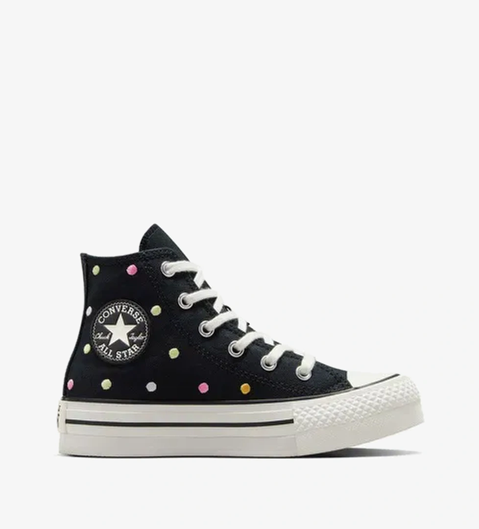 Converse Chuck Taylor All Star EVA Lift Polka Dots Çocuk Siyah Platform Sneaker