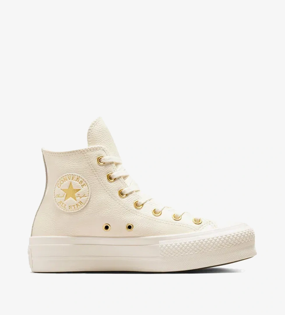 Converse Chuck Taylor All Star Lift Kadın Krem Deri Platform Sneaker