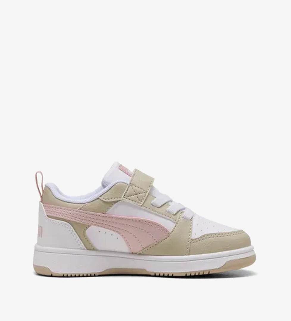 Puma Rebound V6 Low Çocuk Krem/Pembe Spor Ayakkabı