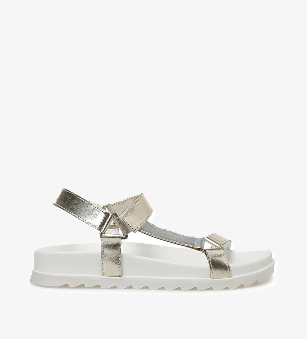 RESTE 3FX Altın Kadın Kalın Taban Sandalet - Görsel 1