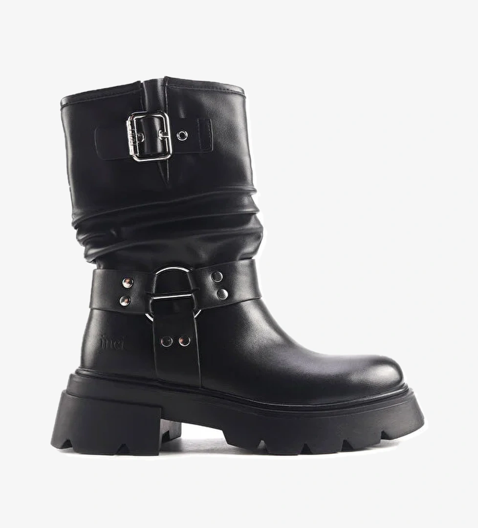 INCI JAKY 4PR Siyah Kadın Biker Bot - Görsel 1