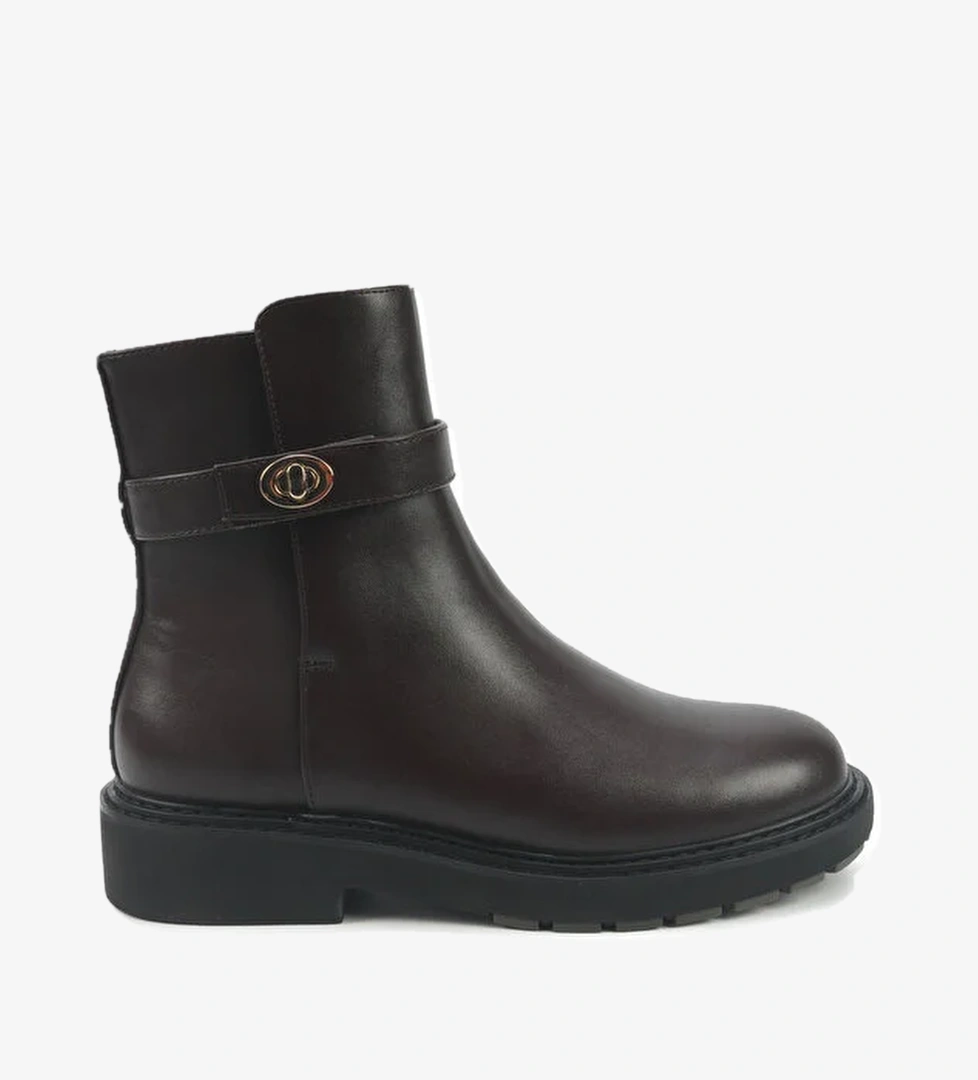 DESSIN 5PR Kahverengi Kadın Düz Bot - Görsel 1