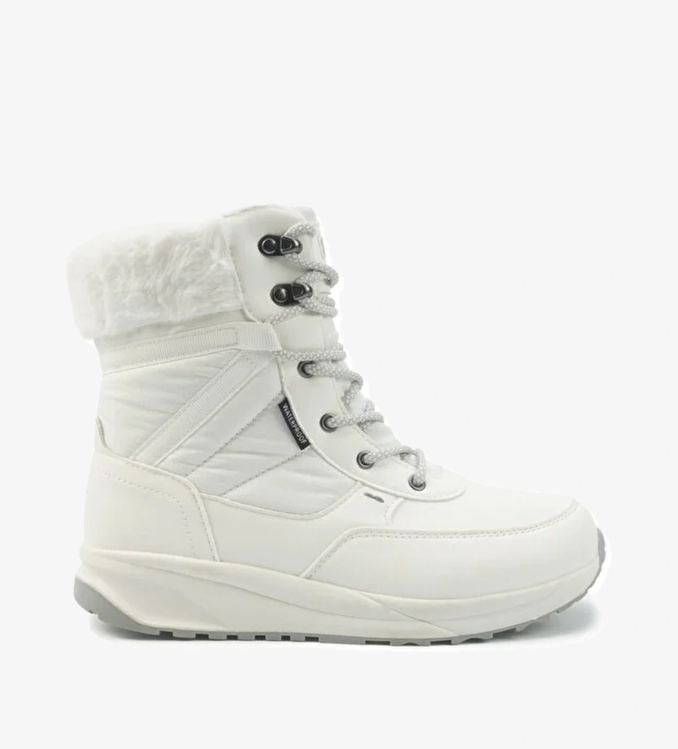 AFTER 5PR Beyaz Kadın Kürklü Bot - Görsel 1