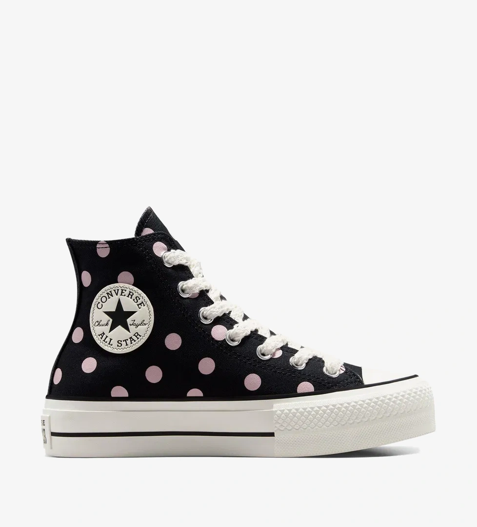 Converse Chuck Taylor All Star Lift Polka Dots Kadın Siyah Platform Sneaker