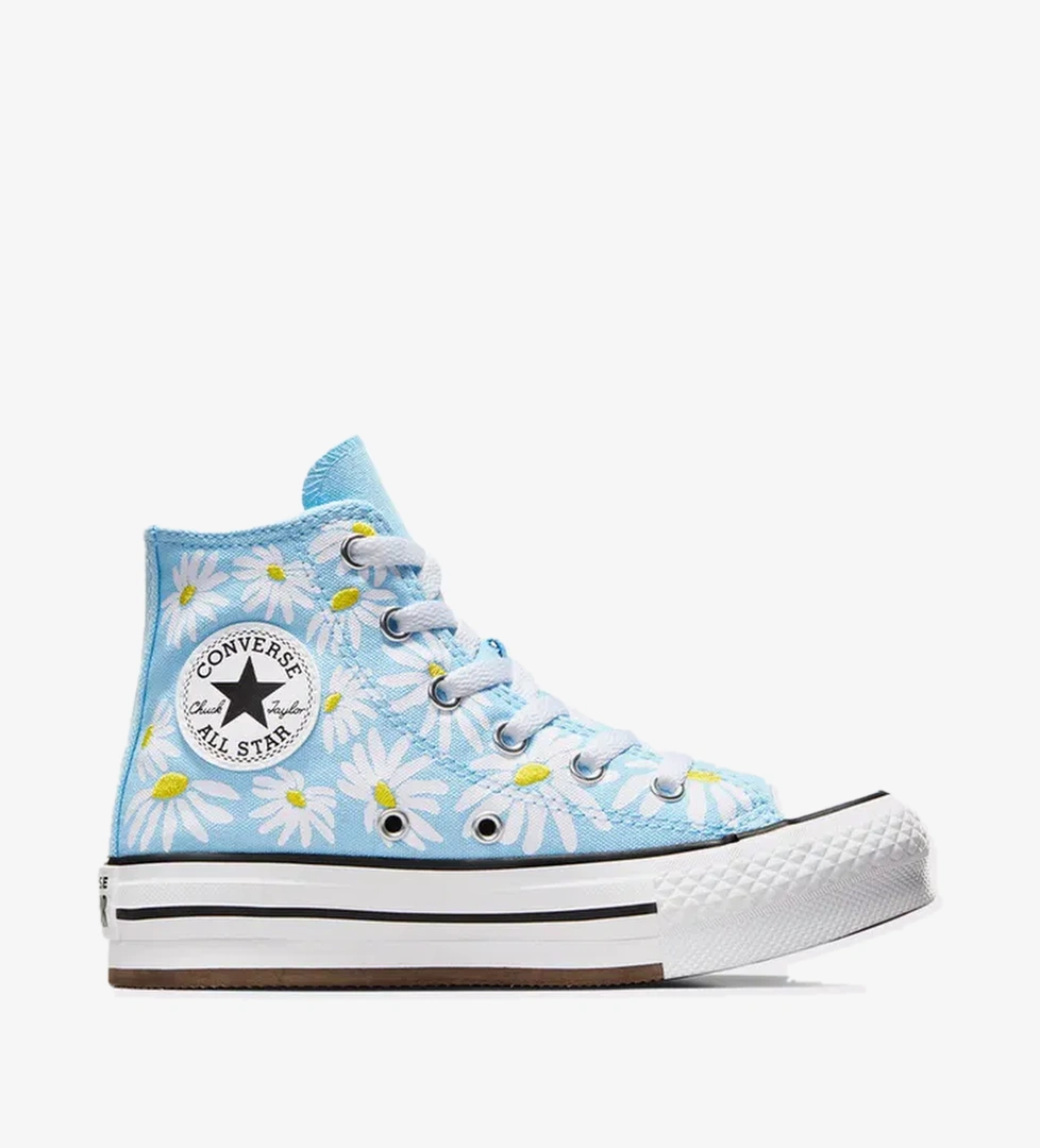 Converse Chuck Taylor All Star Lift Floral Çocuk Mavi Platform Sneaker