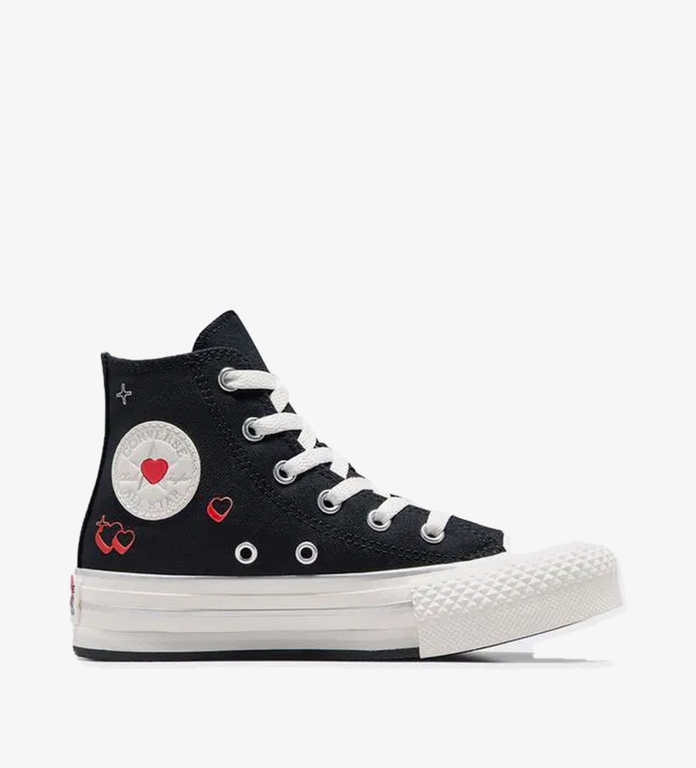 Converse Chuck Taylor All Star Eva Lift Y2K Heart Çocuk Siyah Platform Sneaker