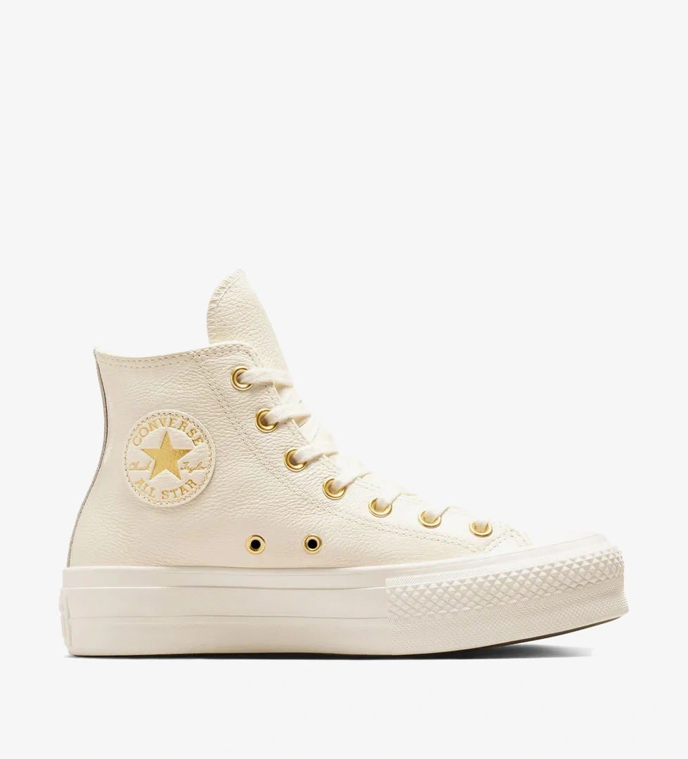 Converse Chuck Taylor All Star Lift Unisex Krem Deri Platform Sneaker - Görsel 1