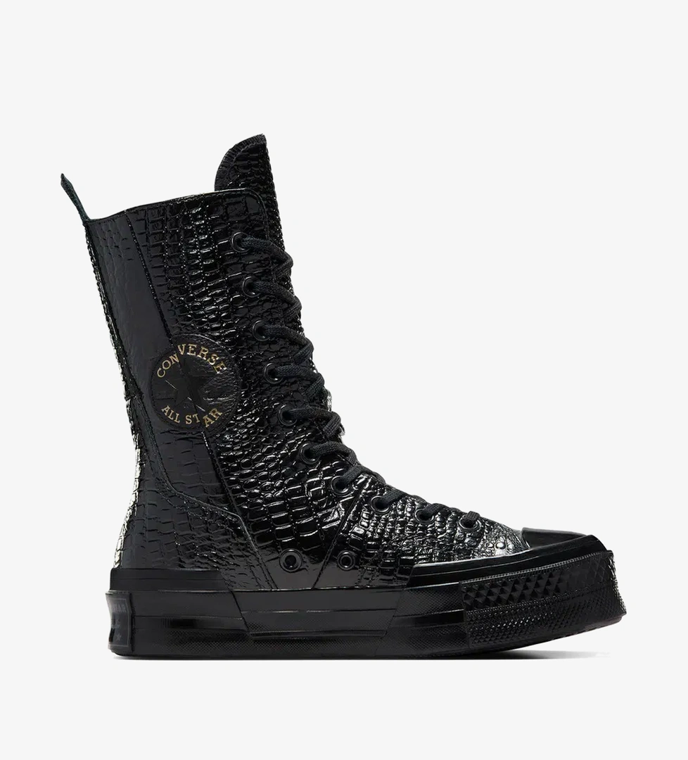 Converse Chuck 70 Plus XHi Unisex Siyah Deri Platform Sneaker