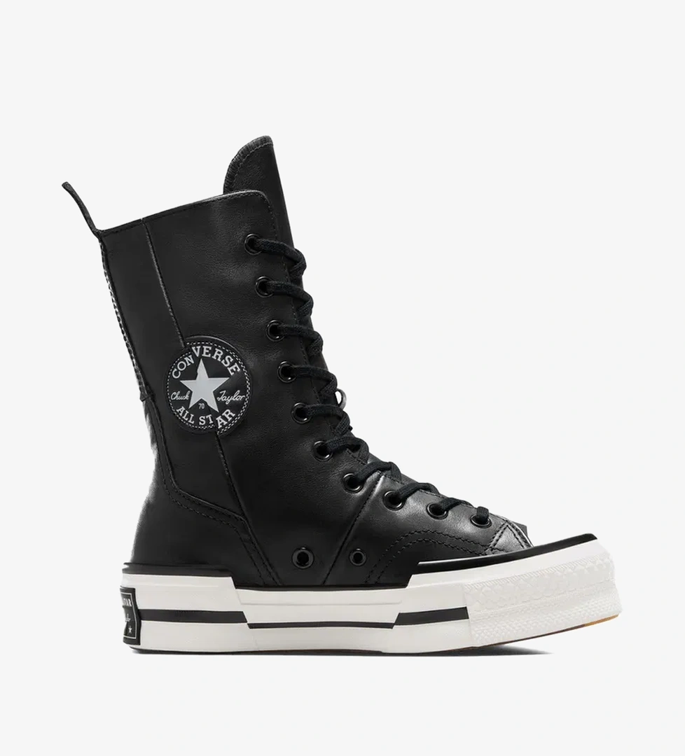 Converse Chuck 70 Plus XHi Unisex Siyah Deri Platform Sneaker