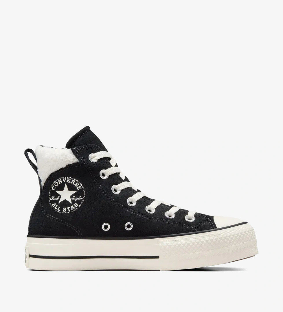 Converse Chuck Taylor All Star Puff Lift Kadın Siyah Süet Sneaker - Görsel 1