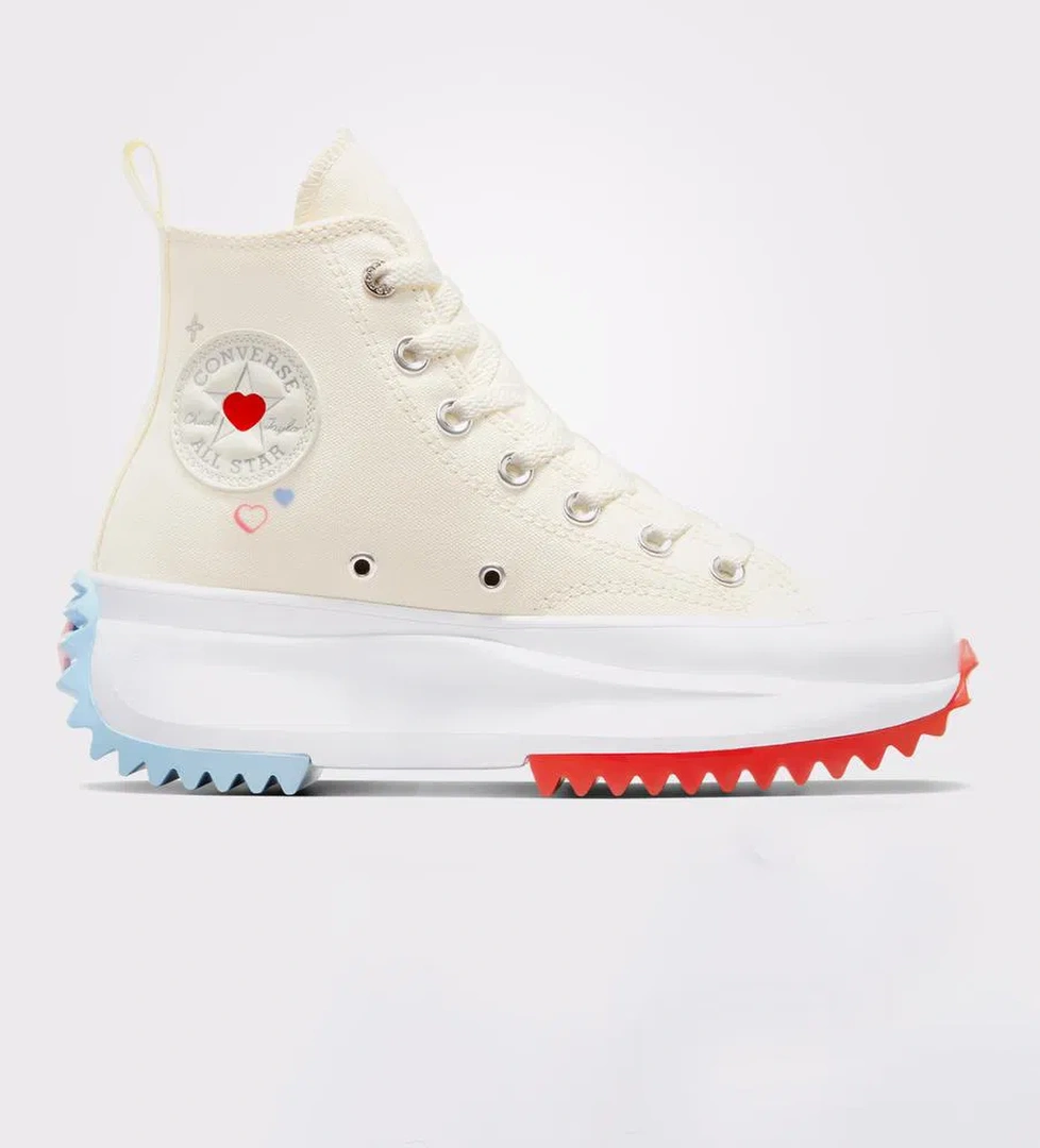 Converse Krem Converse Run Star Hike Platform Y2K Heart Unisex Sneaker