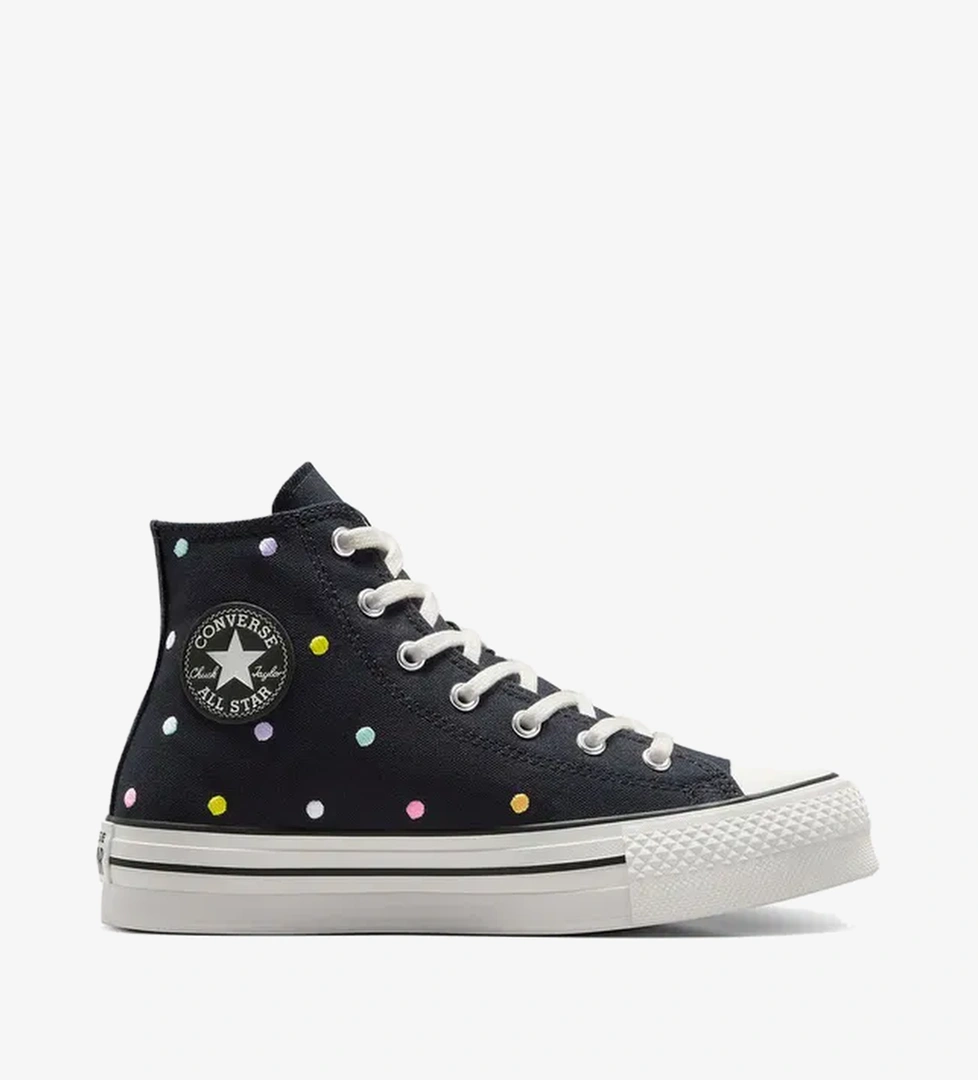 Converse Chuck Taylor All Star EVA Lift Polka Dots Çocuk Siyah Platform Sneaker