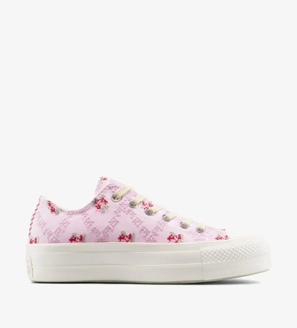 Converse Chuck Taylor All Star Lift Rose Cross Stitch Kadın Pembe Platform Sneaker