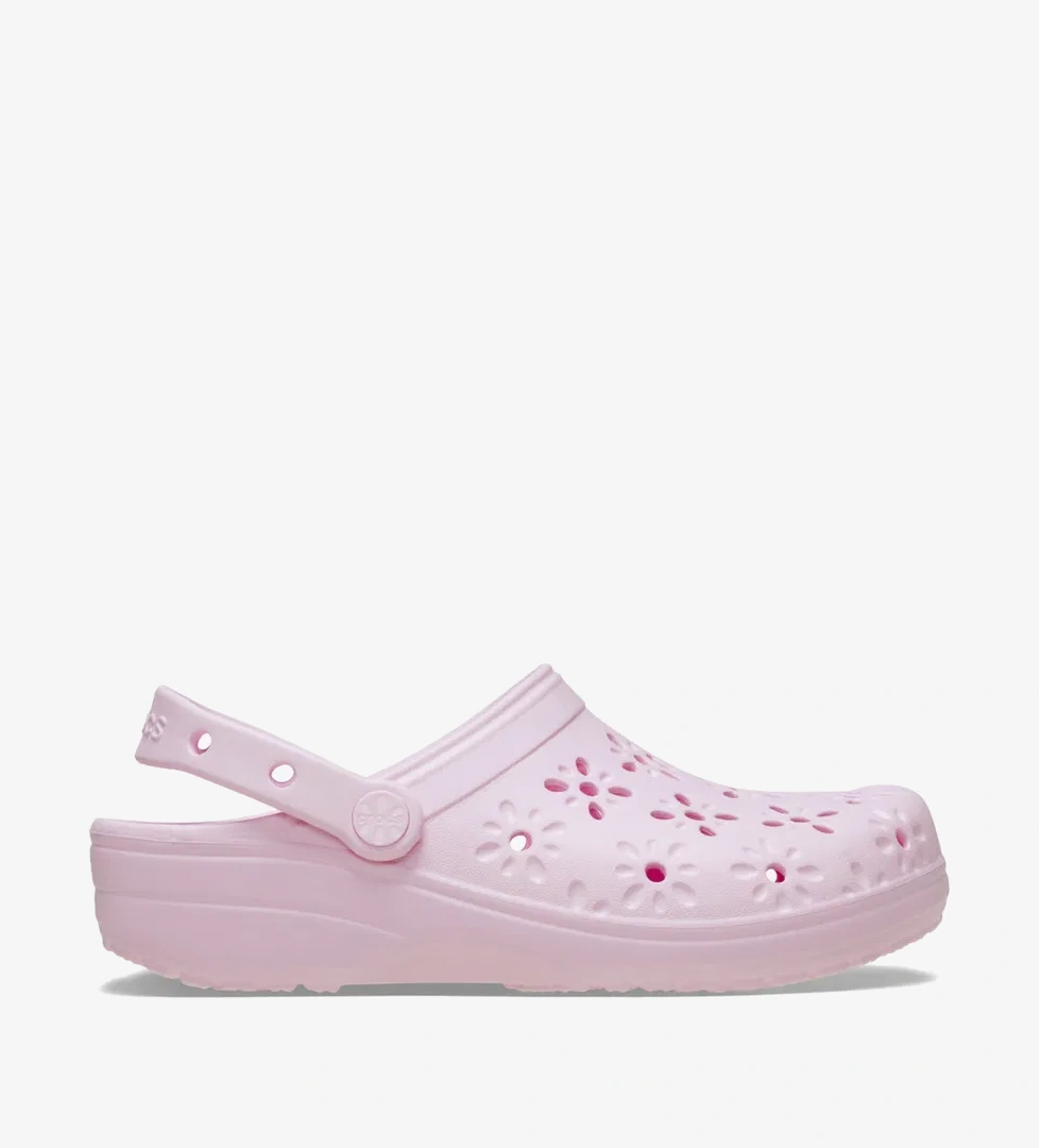 Crocs Classic Floral Cut Out Clog Kadın Pembe Terlik - Görsel 1