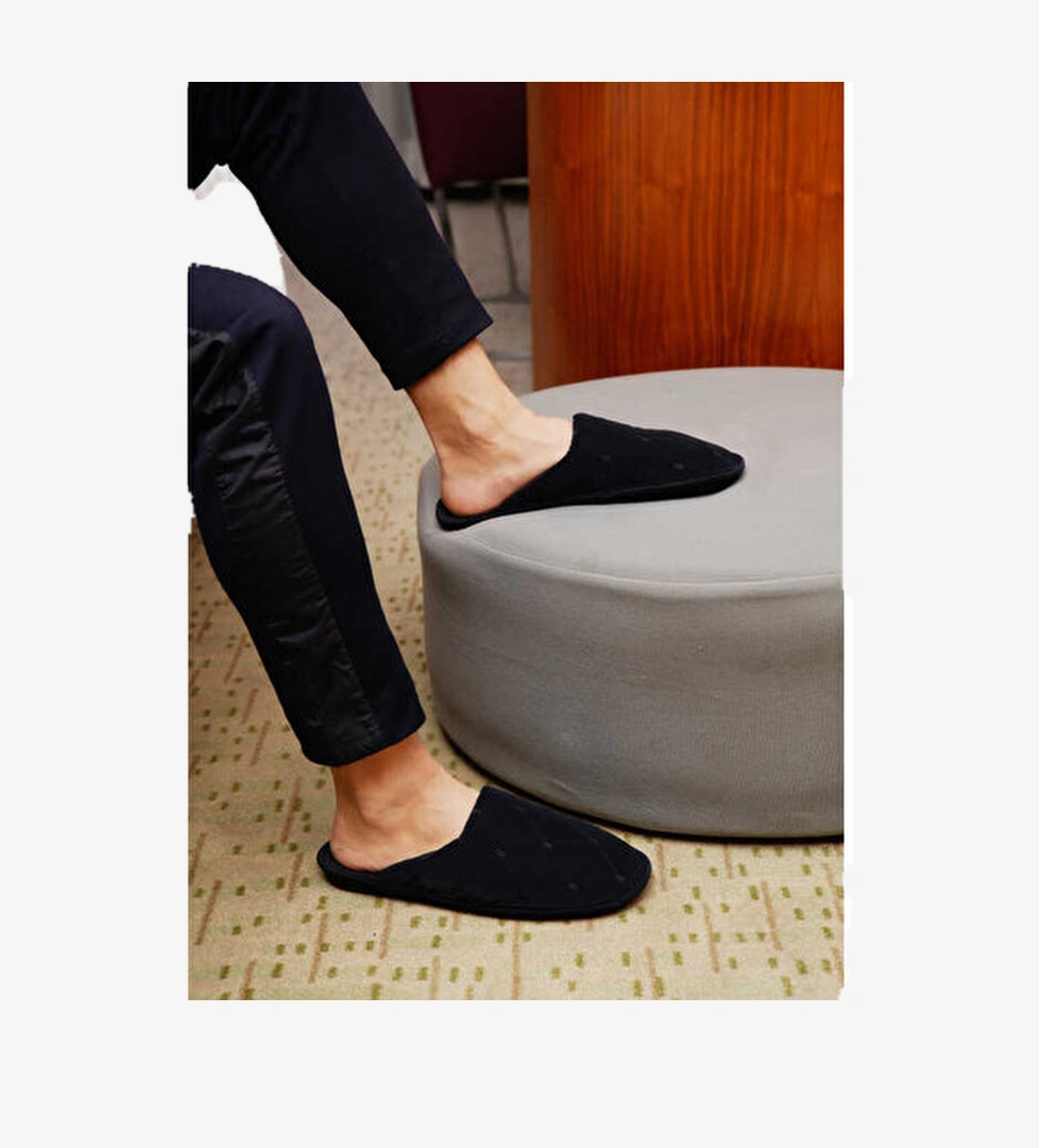 Peluche Ayakkabı Terlik Navy Blue Baklava Canak Slipper - Görsel 1