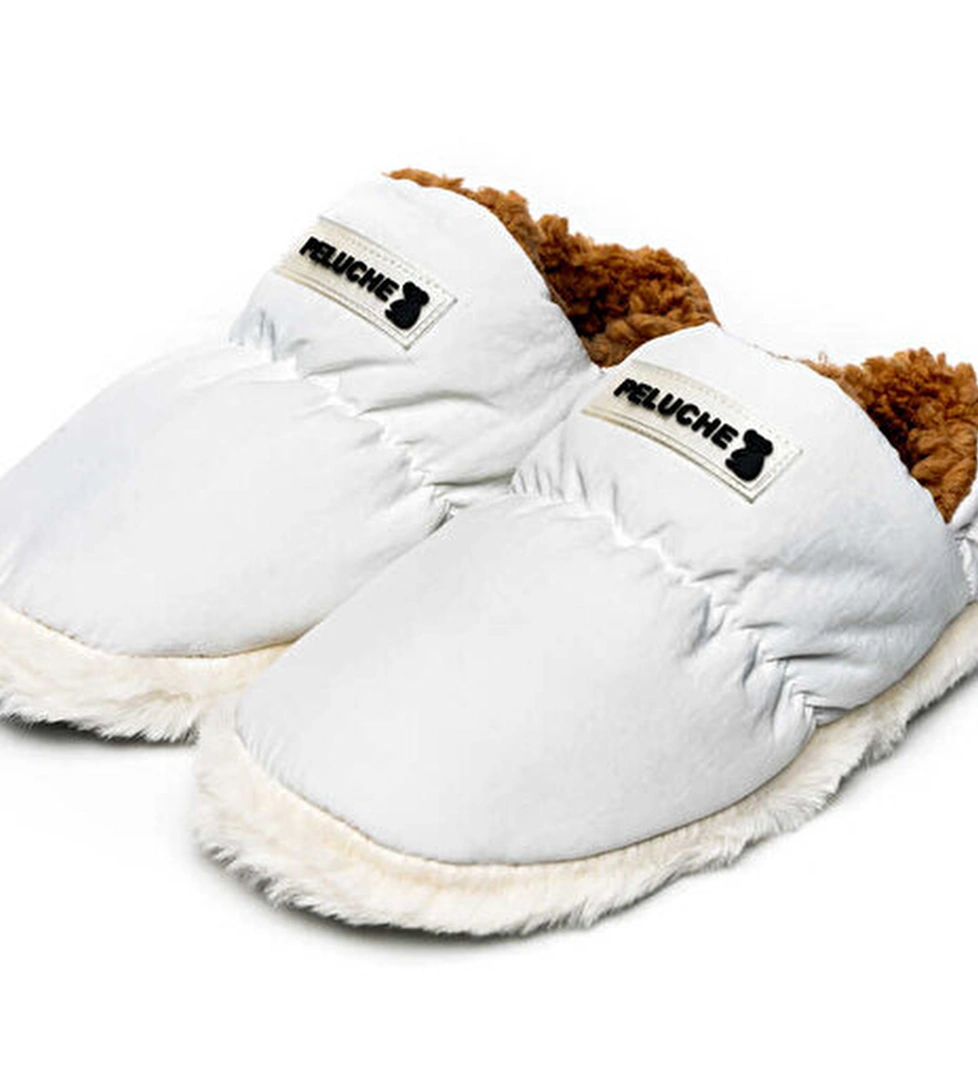 Peluche Ayakkabı Terlik White Parachute Women Slipper