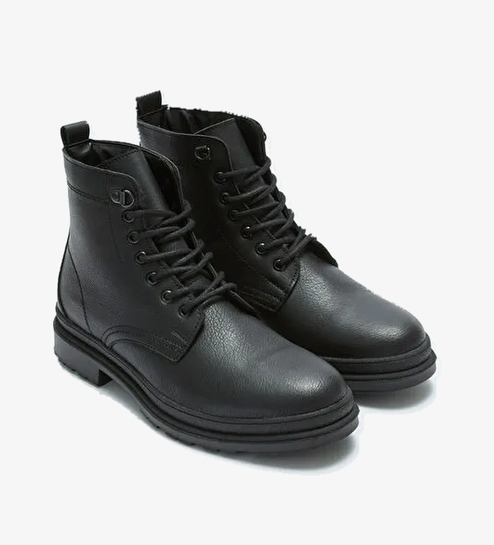 Deri Görünümlü Bağcıklı Erkek Bot - Görsel 1