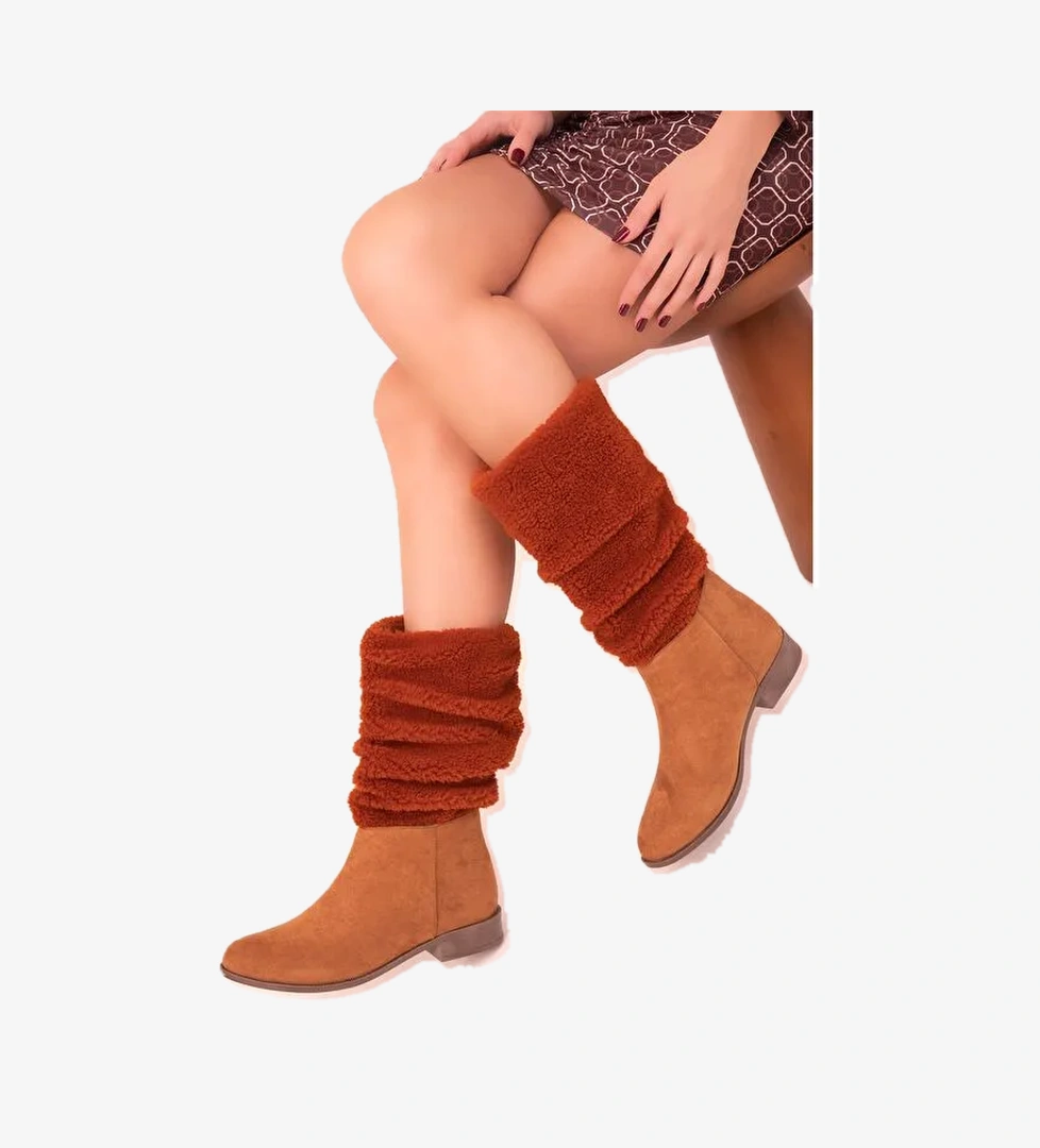 Süet Görünümlü Kadın Çizme