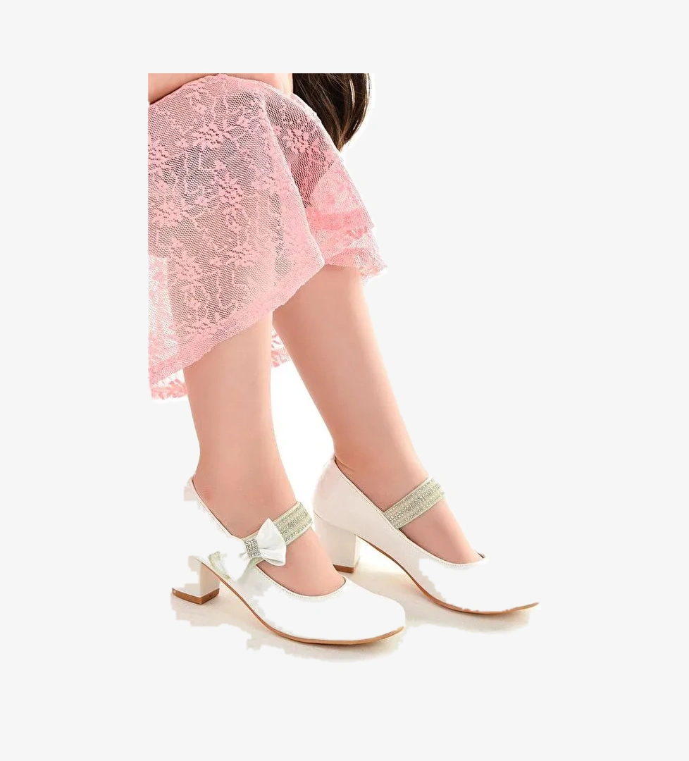 Cameli Rugan Günlük Kız Çocuk 4 Cm Topuklu Abiye Ayakkabı