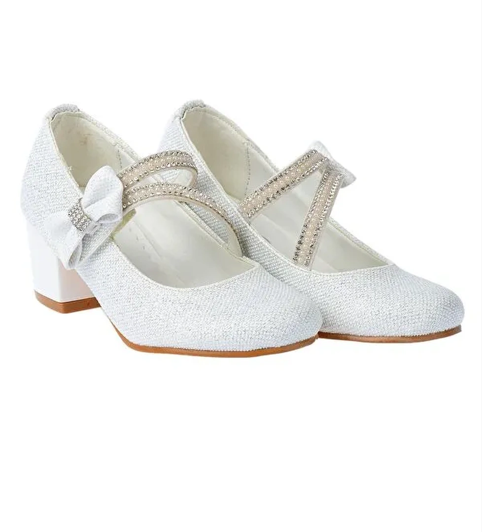 Aisha Kum Simli Günlük Kız Çocuk 4 Cm Topuklu Abiye Ayakkabı