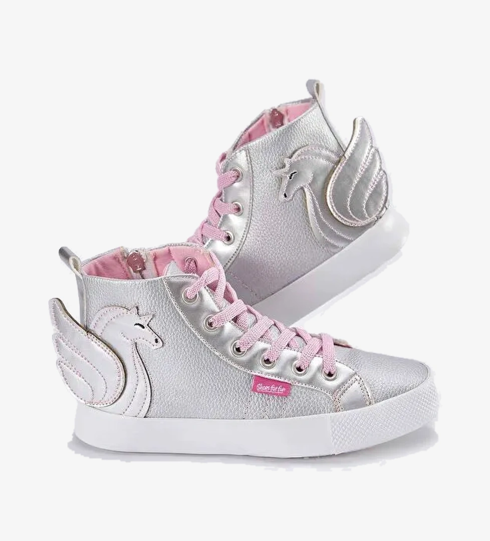 Kanatlı Gümüş Kız Çocuk Sneakers - Görsel 1