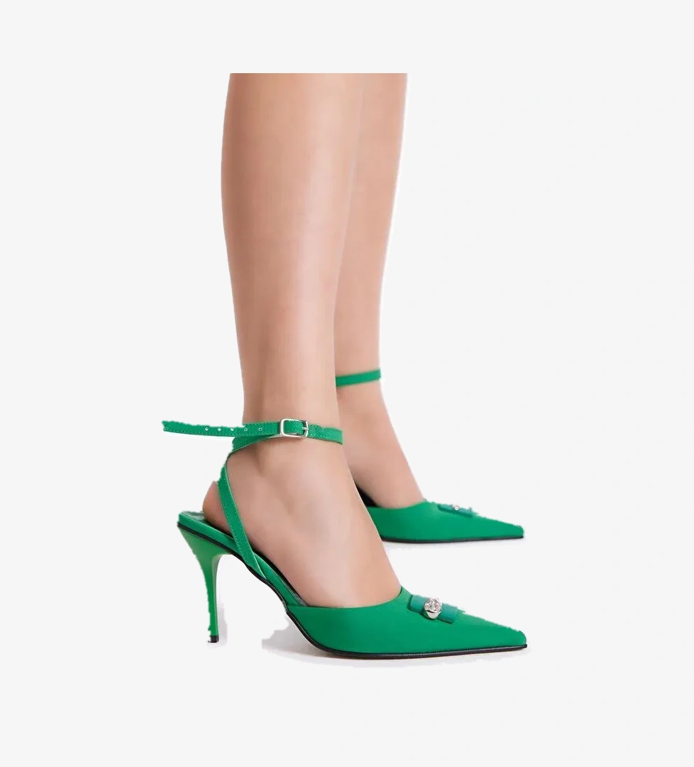 Kadın Yeşil Gecce Serisi Önü Toka Detaylı Topuklu Ayakkabı - Görsel 1