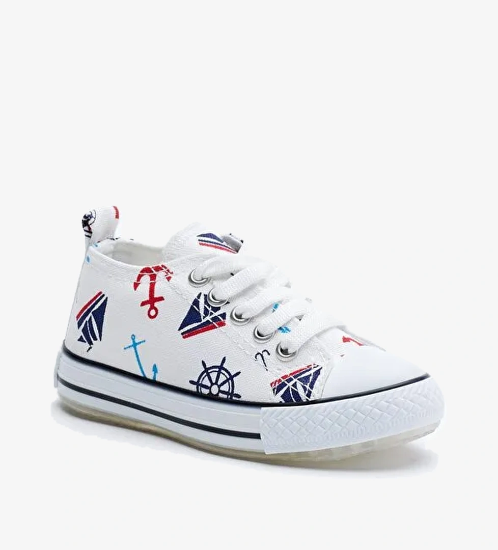 Çocuk Unisex Beyaz Lacivert Işıklı Spor Ayakkabı Tb998 - Görsel 1