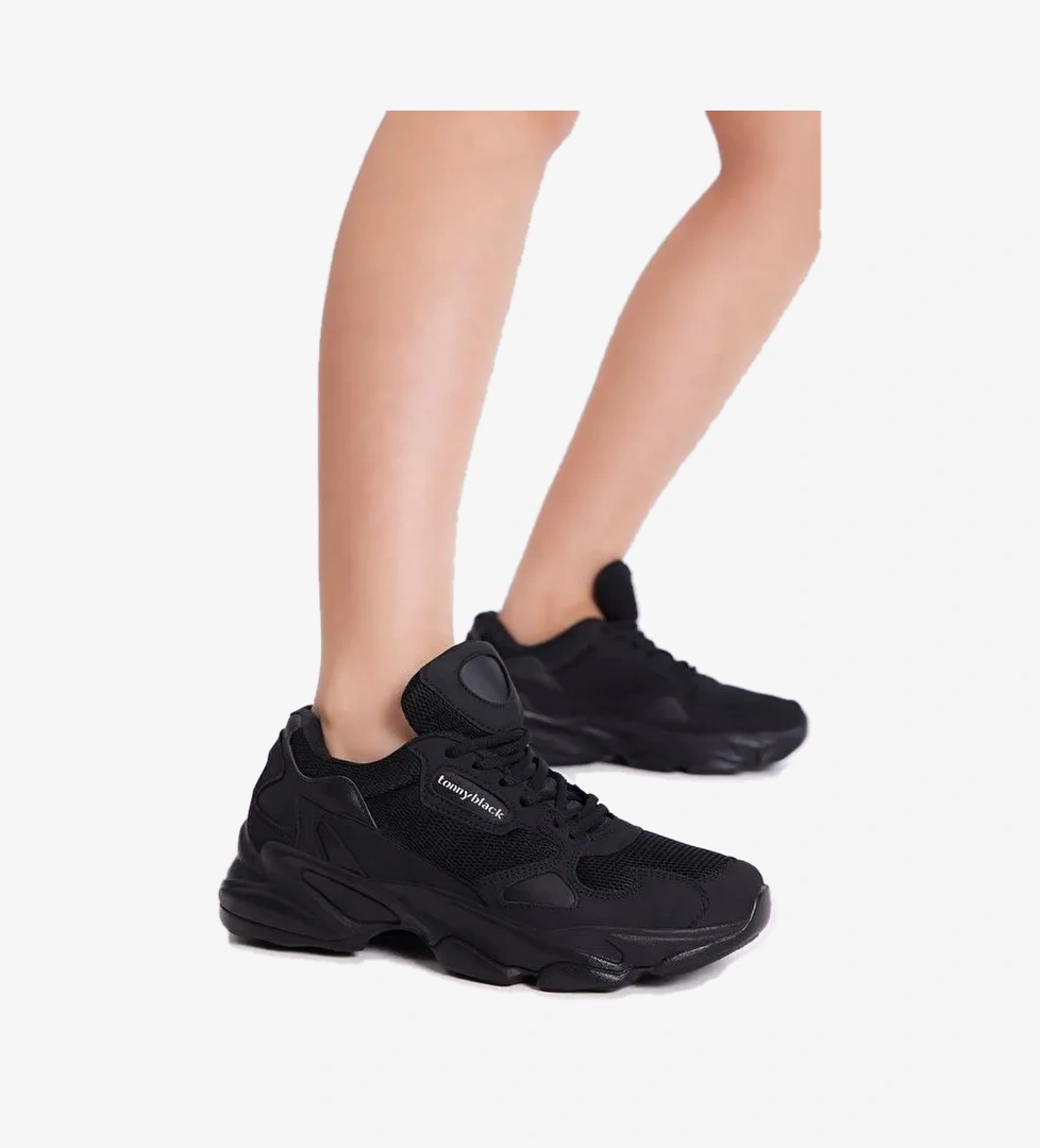 Unisex Siyah Siyah Spor Ayakkabı Zhr - Görsel 1