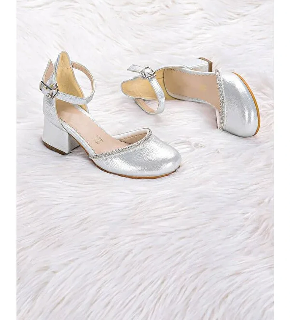 Ressa Vakko Taşlı Kız Çocuk 5 Cm Topuklu Sandalet Abiye Ayakkabı