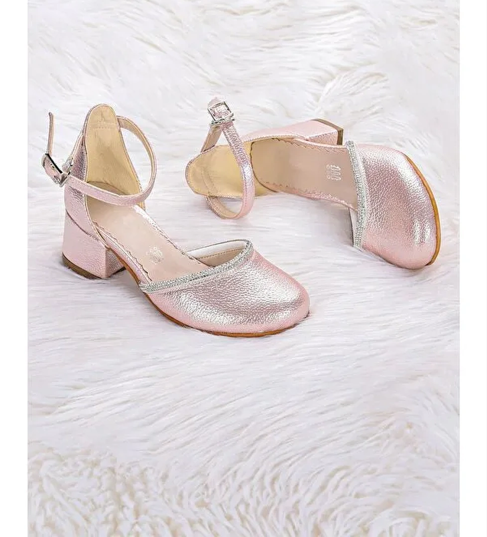 Ressa Vakko Taşlı Kız Çocuk 5 Cm Topuklu Sandalet Abiye Ayakkabı