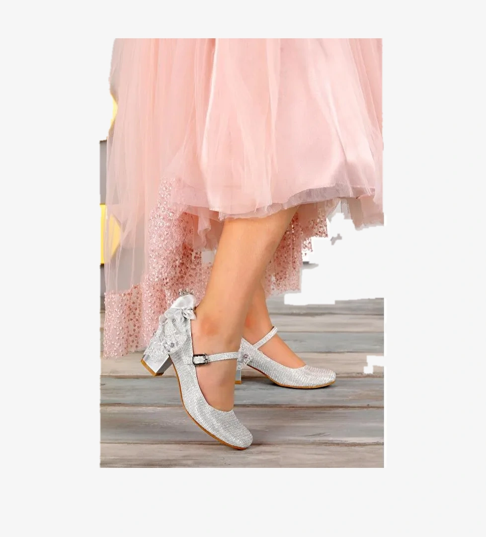 Cara Çupra Günlük Kız Çocuk 4 Cm Topuklu Abiye Ayakkabı - Görsel 1