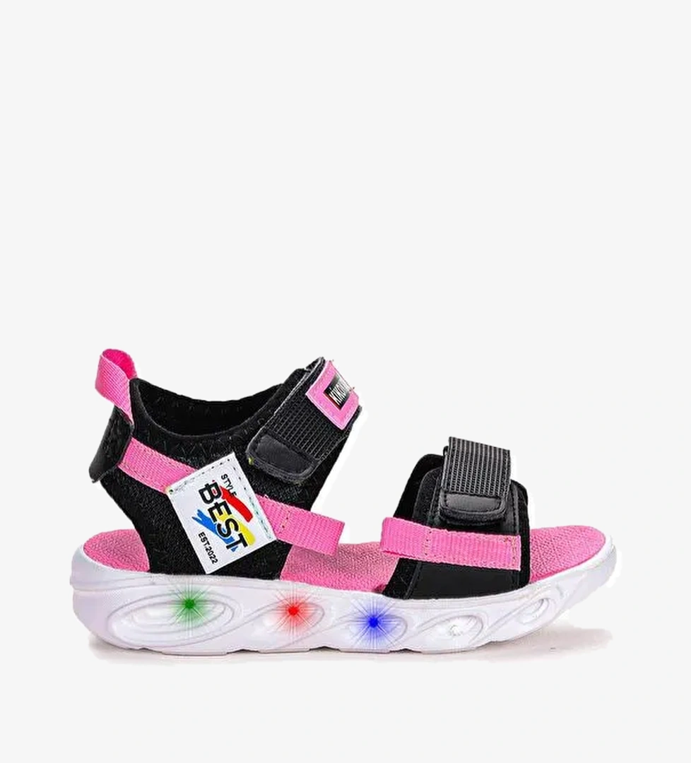 100 Işıklı Kız/Erkek Çocuk Cırtlı Sandalet Ayakkabı 100