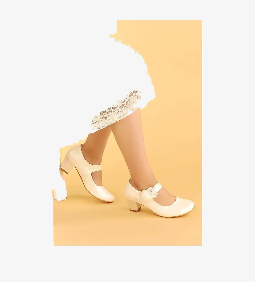 Kiko Kids Angelina Cilt Günlük Kız Çocuk 4 Cm Topuklu Abiye Ayakkabı model görseli