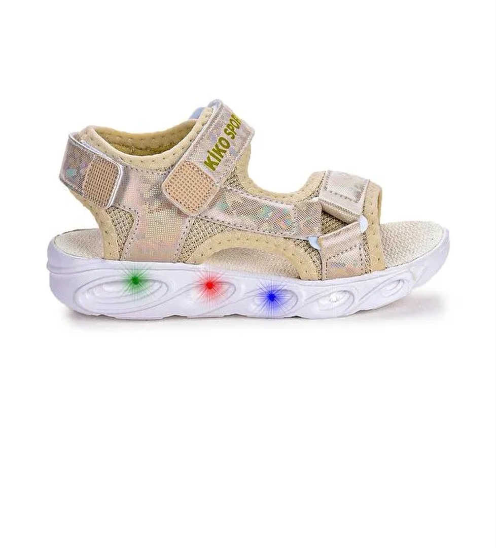 133 Hologram Işıklı Kız Çocuk Cırtlı Sandalet Ayakkabı