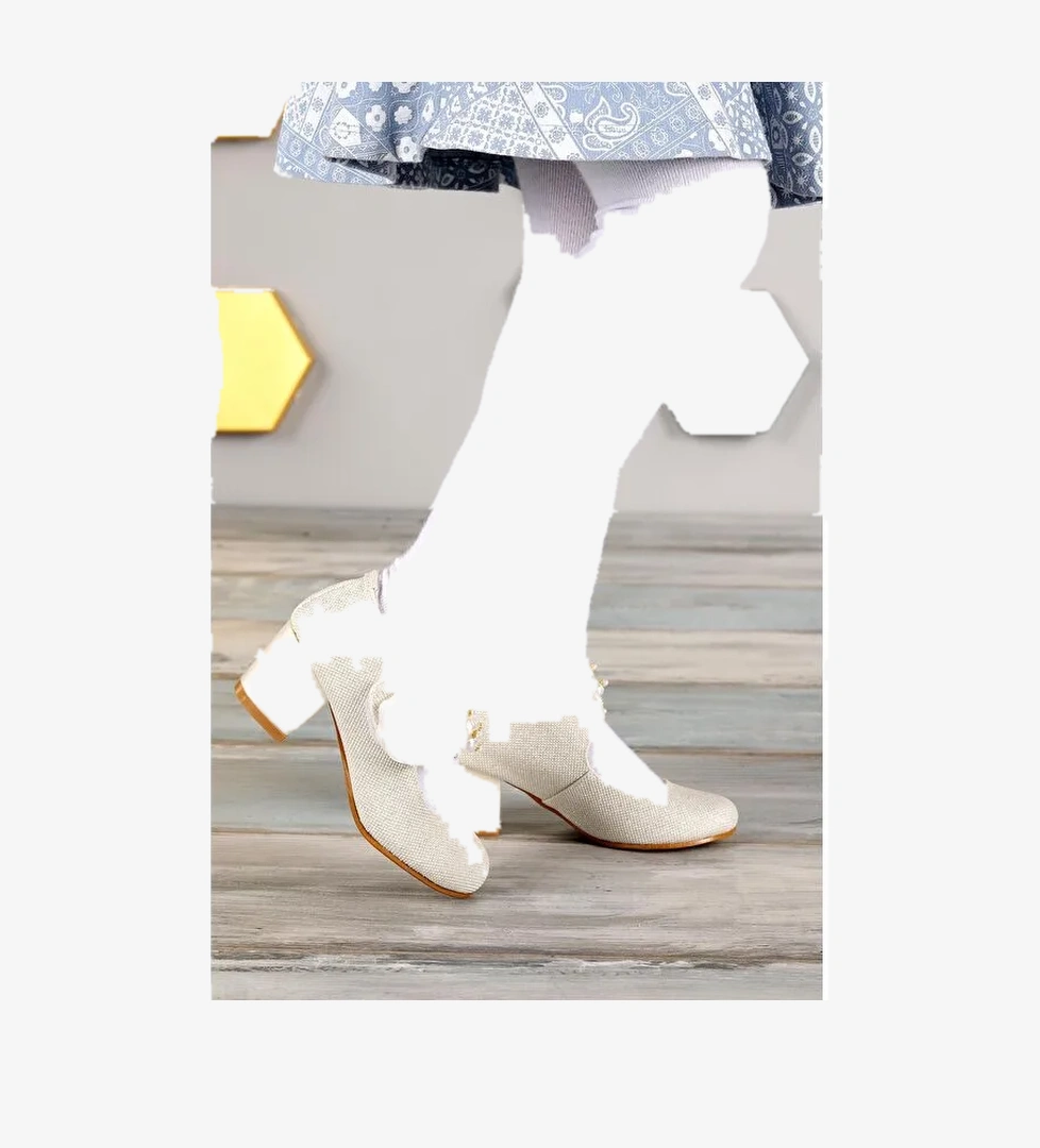 Angelina Kum Simli Günlük Kız Çocuk 4 Cm Topuklu Abiye Ayakkabı