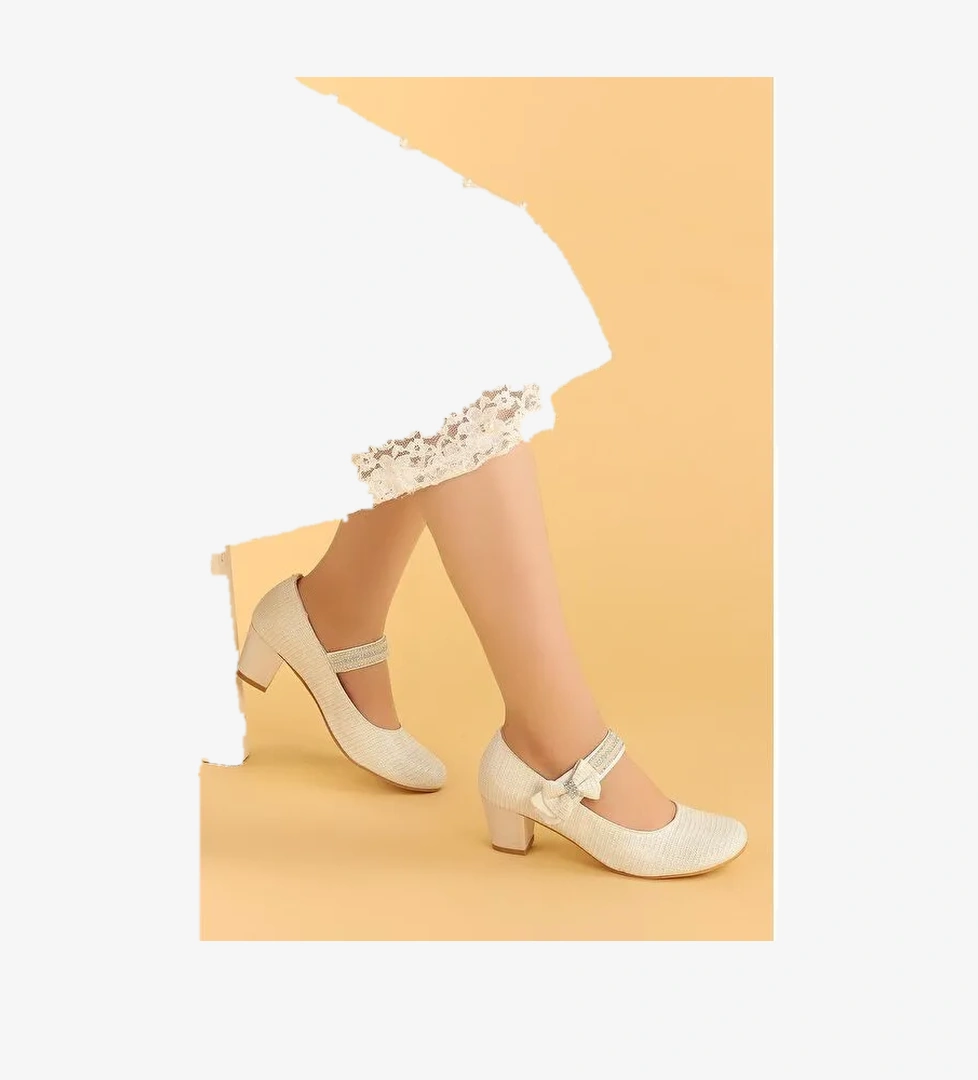 Cameli Çupra Günlük Kız Çocuk 4 Cm Topuklu Abiye Ayakkabı