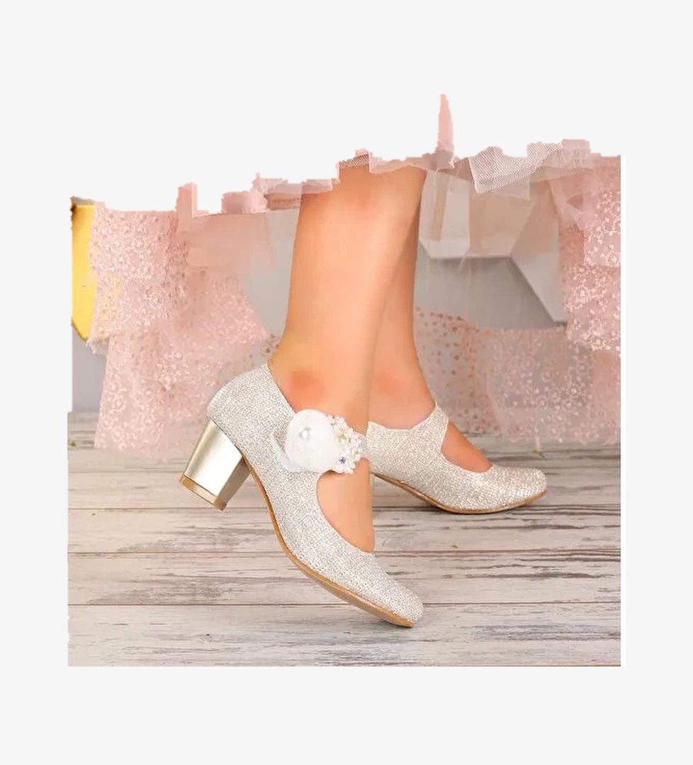 Angelina Çupra Günlük Kız Çocuk 4 Cm Topuklu Abiye Ayakkabı - Görsel 1