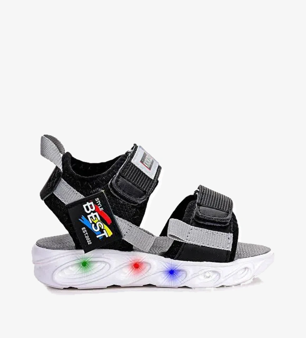 100 Işıklı Kız/Erkek Çocuk Cırtlı Sandalet Ayakkabı 100