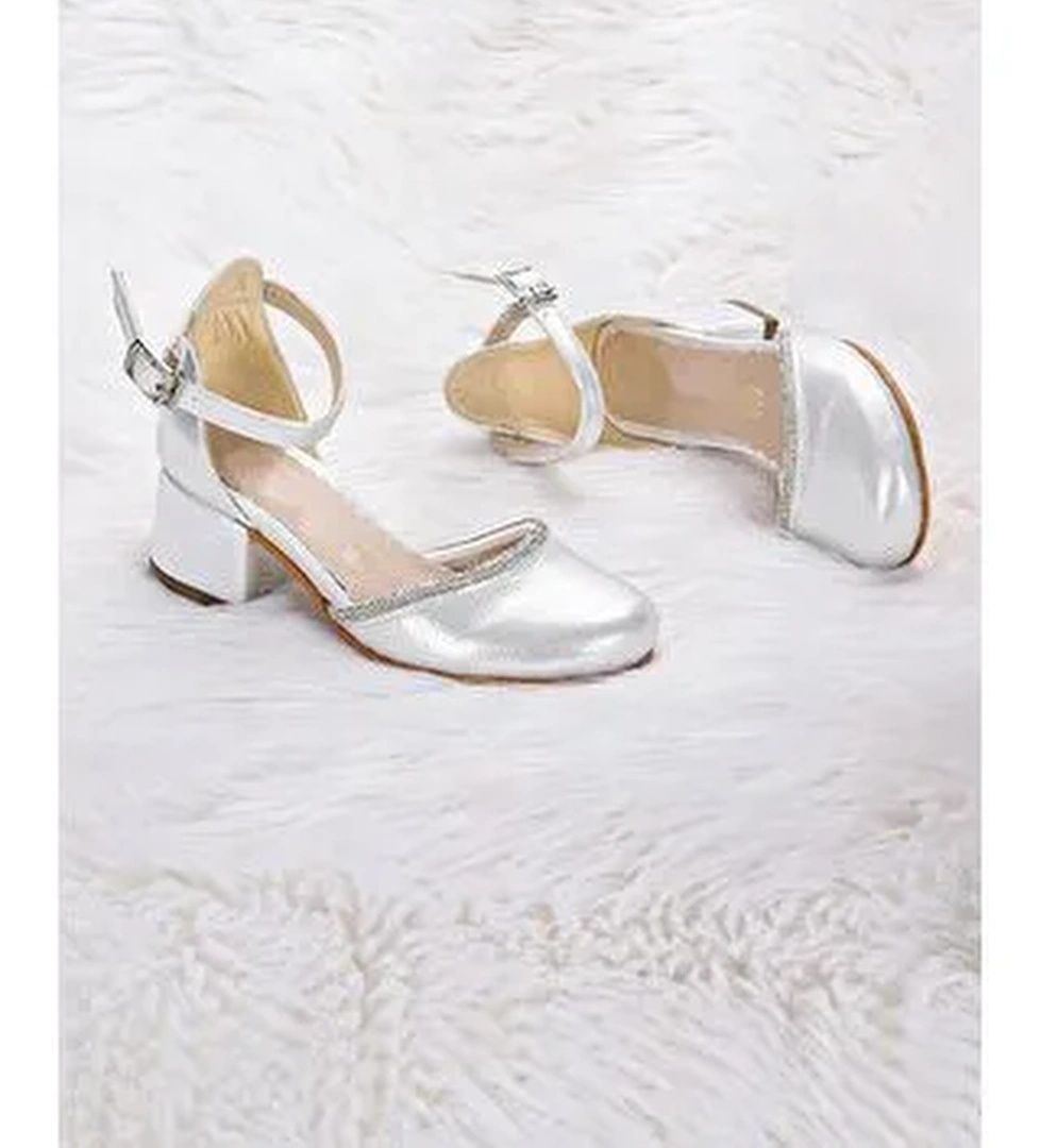 Ressa Vakko Taşlı Kız Çocuk 5 Cm Topuklu Sandalet Abiye Ayakkabı - Görsel 1