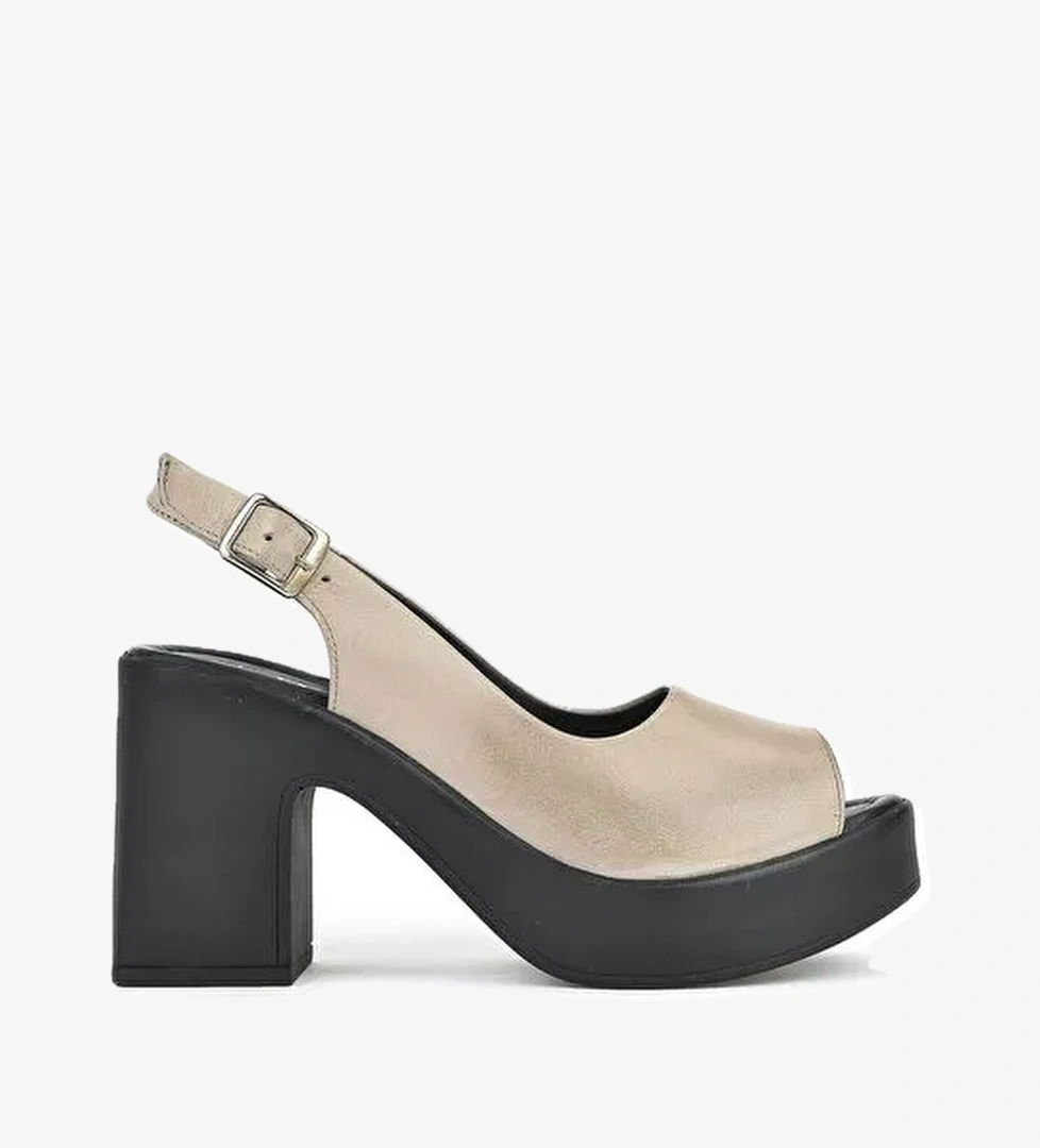 Kadın Hakiki Deri Topuklu Sandalet 131992 28003 Buz - Görsel 1