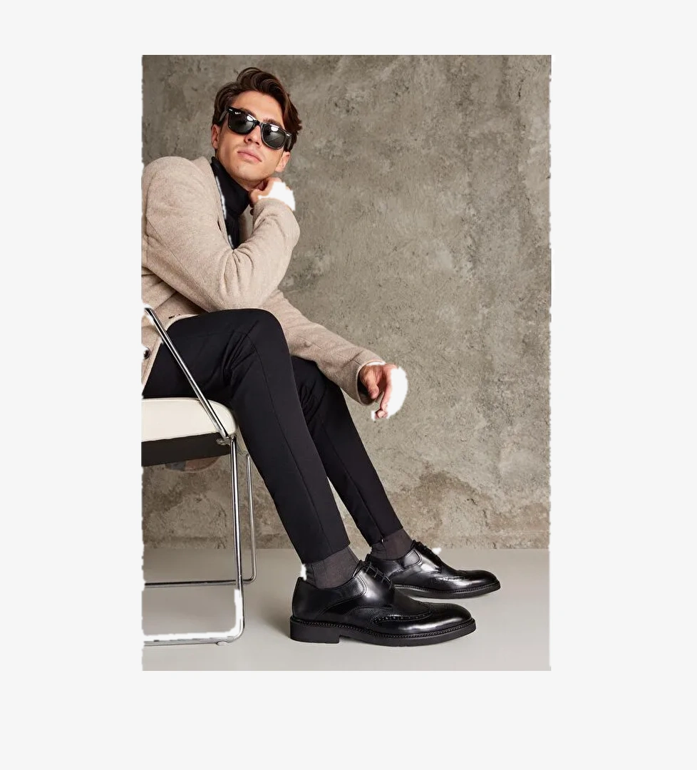 Erkek Hakiki Deri Ayakkabı 123145 625 Siyah - Görsel 1