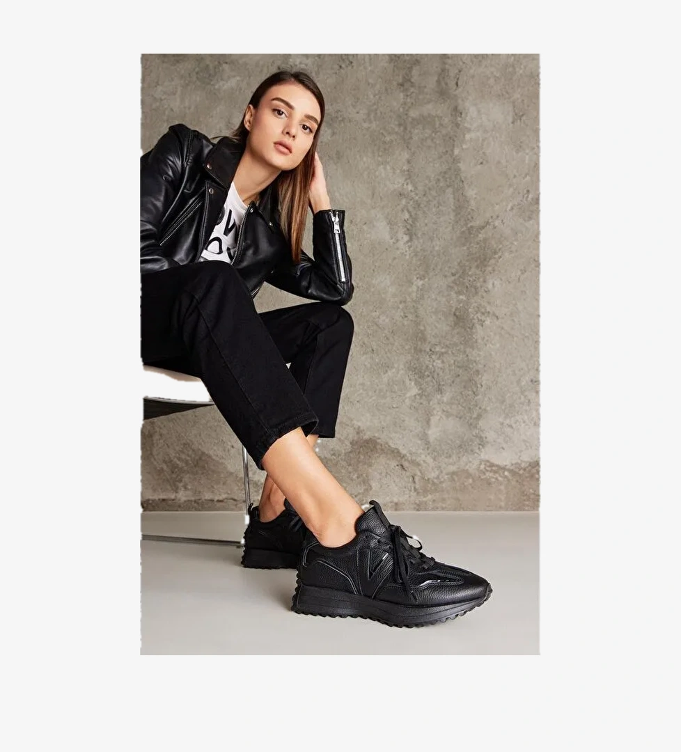 Kadın Hakiki Deri Sneaker 1231000 4660 Siyah - Görsel 1
