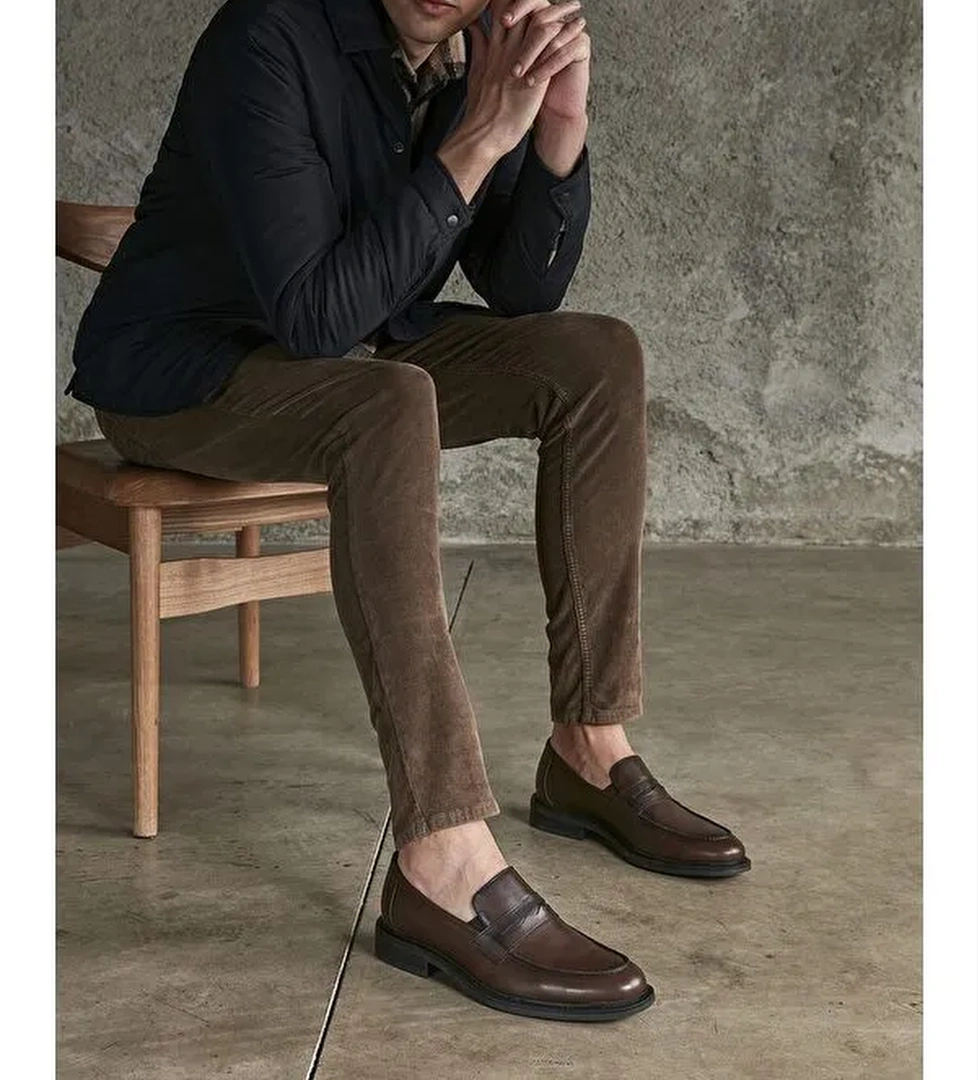 Hakiki Deri Erkek Ayakkabı 133744Z2386 Kahve - Görsel 1